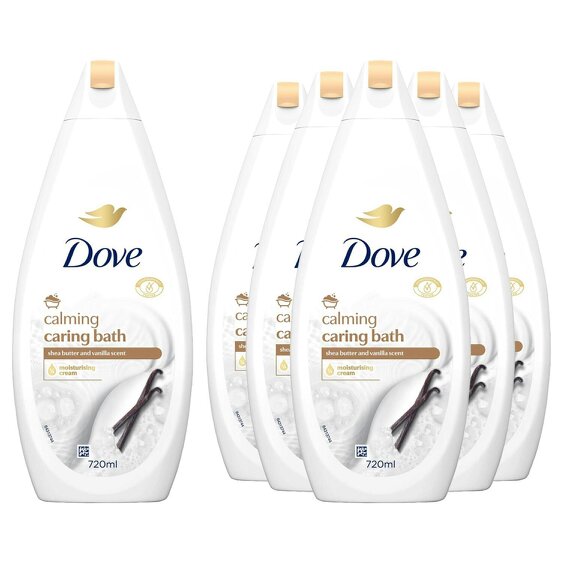 Dove Caring Bath Calming Bath Soak 720 ml With Shea Butter & Vanilla, 6 Pack