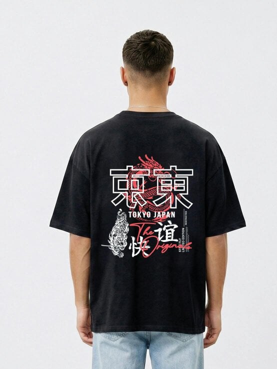 London Attitude Tokyo Dragon Oversized Heavyweight Cotton T-Shirt