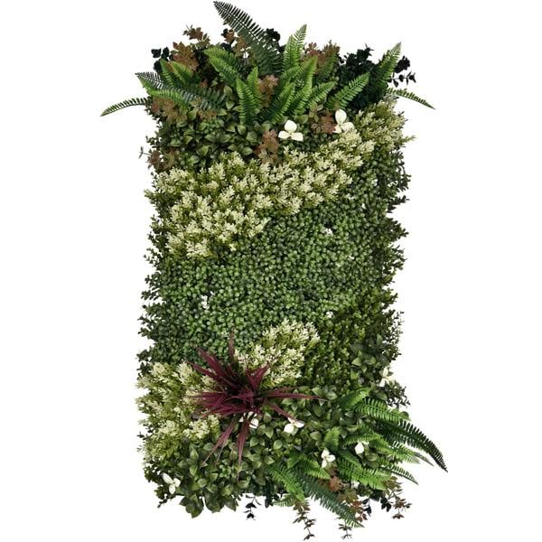 Premium Artificial Plants Green Wall Panel 1m x 50cm - White Blossom - Evergreenery