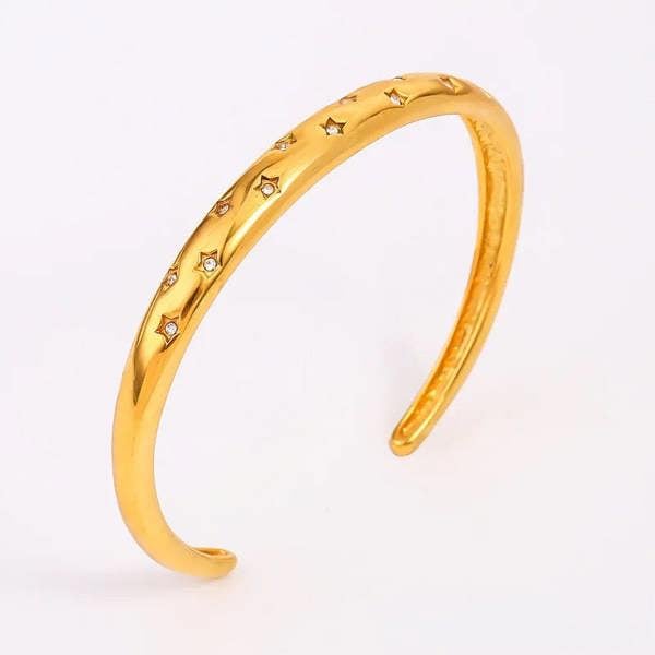 Elk & Bloom Chunky Gemstone Starlight 14K Gold Bangle