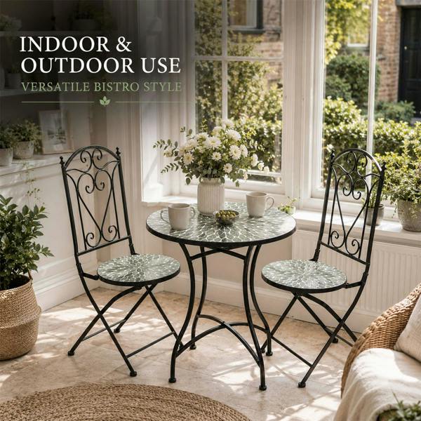 60cm Leaf Mosaic Bistro Set image 11