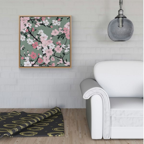 Warren Reed Pink Floral Abstract Pattern Framed Canvas