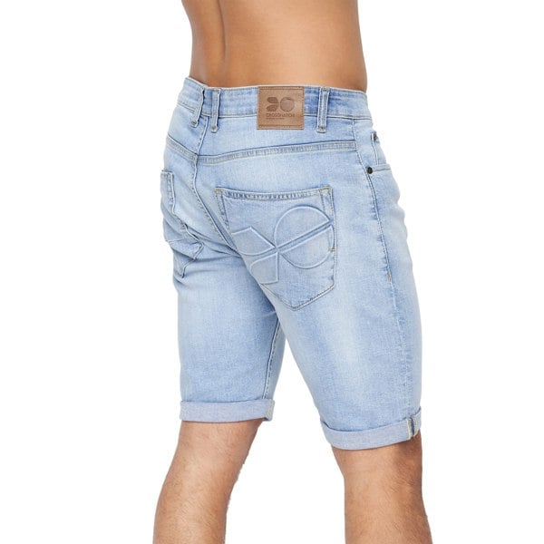 Crosshatch Mens Tonwin Denim Embossed Shorts - Light Wash