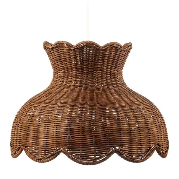 Dark Brown Woven Rattan Pendant Light Shade in Vase Inspired Shape Image 4