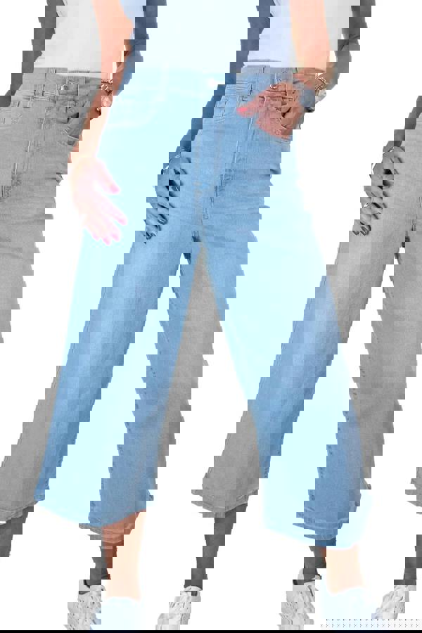 Paulo Due Womens High Waist Wide Leg Denim Culotte Jeans