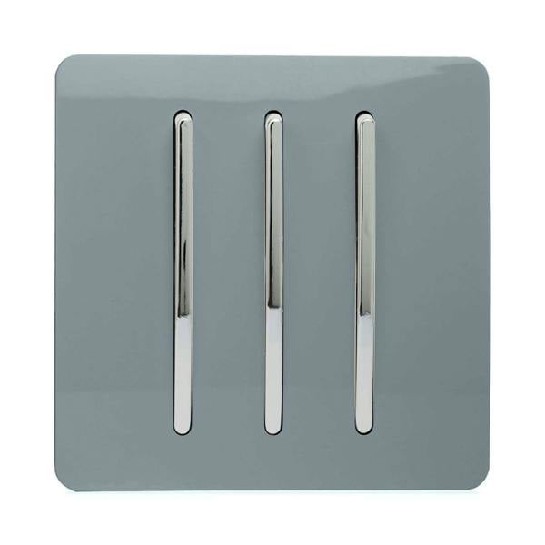 Trendi Switch 3 Gang 1 or 2 way Rocker Light Switch in Cool Grey