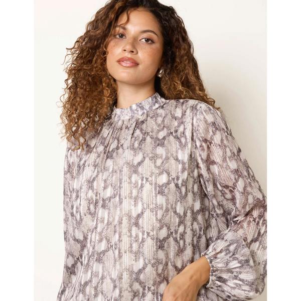 Blue Vanilla Rhinestone Snake Puff Ball Blouse
