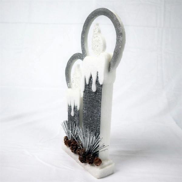 51cm Grey Twin Candle Christmas Lantern with Warm White LED Light, Battery Operated Indoor Decoration image 4