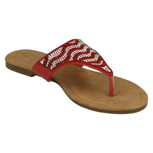 Savannah Ladies Savannah Flat Diamante Toe Post Sandals