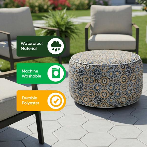 Gardenwize Outdoor Pouf Ottoman – Casablanca Inflatable Footstool