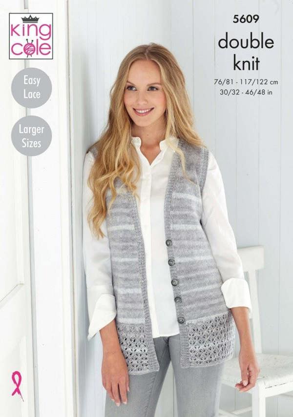 King Cole Island Beaches DK Knitting Pattern 5609, Cardigans, Waistcoats for Women, 30 - 48 Inches - Easy