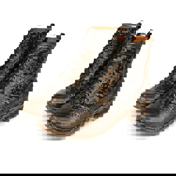 Embassy London Milliner - Bronze & Floral - Women's leather round toe rubber sole ankle boot in black