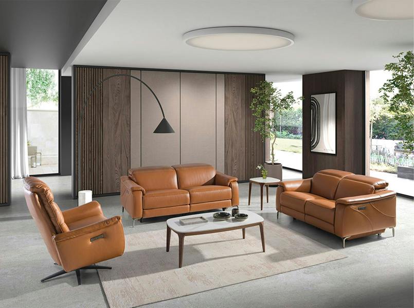 Angel Cerdá Brown leather swivel armchair 5117