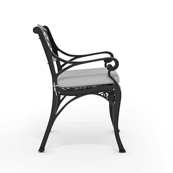 Set of 2 Garden Chairs Cast Aluminum Seating with Cushion Patio Side Chairs Living and Home