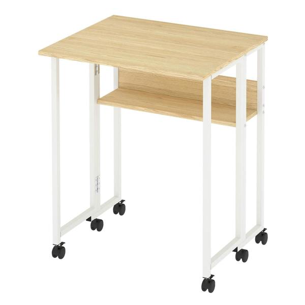 Levede Folding Computer Desk Extandable Table with Storage Shelf Wheeled Compact