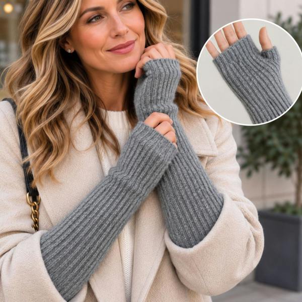 Love EMVY Ladies Long Fingerless Gloves & Mittens with Sparkle Detail