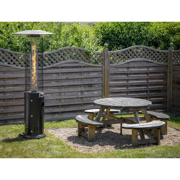 13kW Black Propane Gas Tower Patio Heater - Outdoor Garden Dining Radiator Pub - LoopsDirect