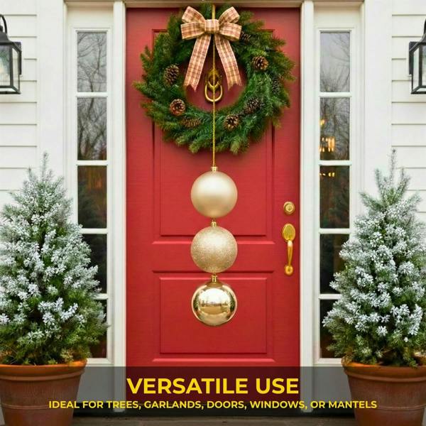25cm Cream Glitter Christmas Bauble for Tree and Home Seasonal Decoration image 8