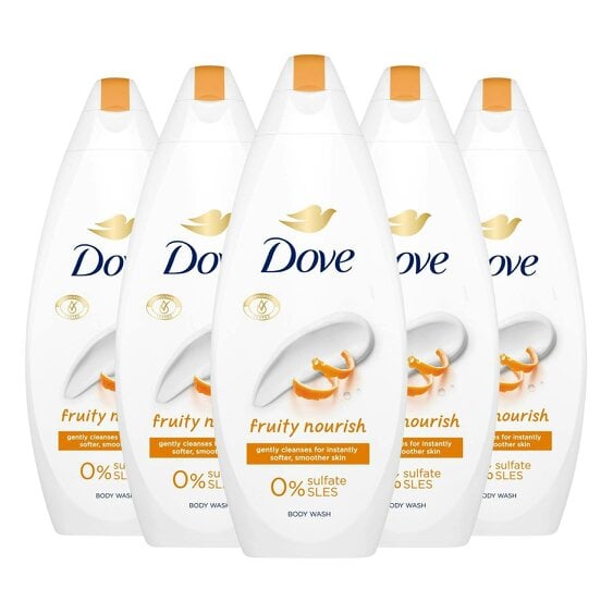 Dove Fruity Nourish Body Wash 5 Pack, 0% Sulfate SLES Shower Gel, 225ml