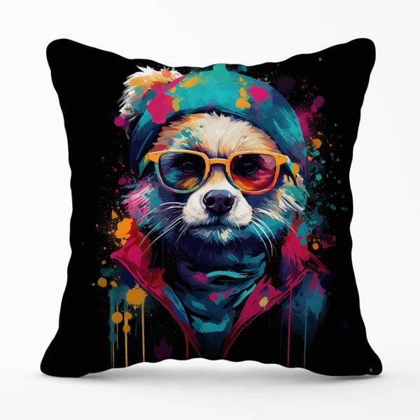 Warren Reed Multi Coloured Splashart Dog Cushions