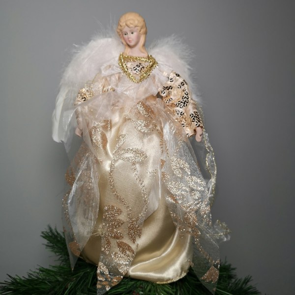 Samuel Alexander 30cm Premier Christmas Tree Topper Angel Decoration with Feather Wings in Gold
