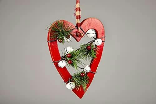 18 x 1.2 x 23 cm Red Wooden Heart Hanging Decoration for Christmas and Seasonal Home Display image 3