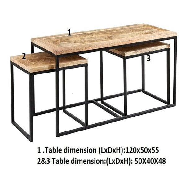 Wyld Haus Set of 3 Toivakka Industrial Reclaimed Wood Nesting Coffee Tables