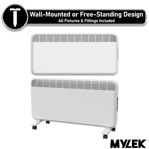 MYLEK WiFi Electric Panel Heater Radiator Smart Wall Mounted or Freestanding Heater with App Control 2kw