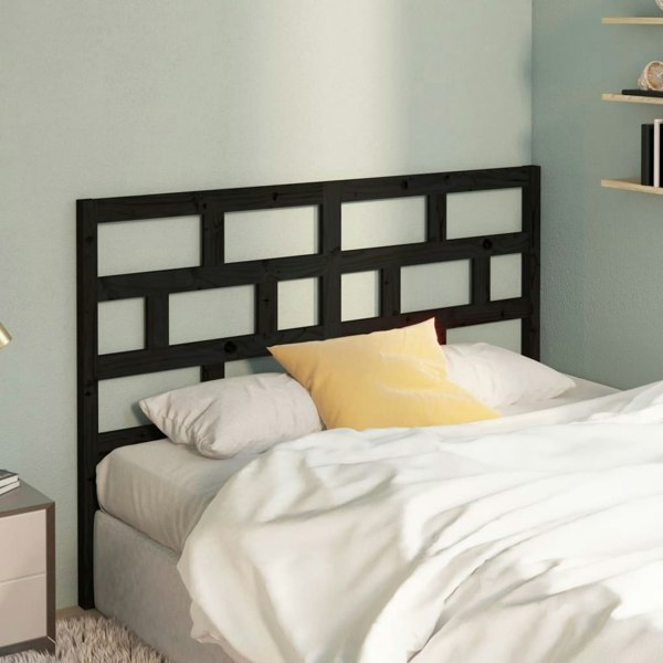 Berkfield Bed Headboard Black 146x4x100 cm Solid Wood Pine