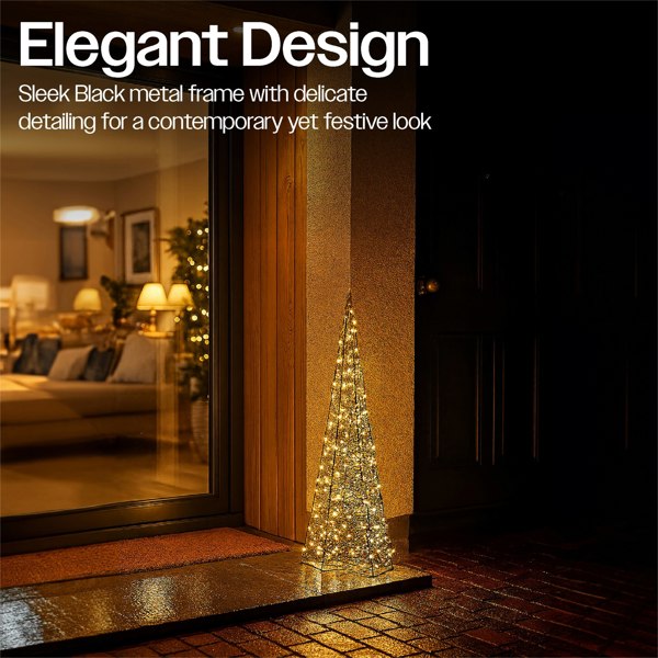 Xmas Haus 18x18x66cm Black Tower Tree 200Warm White MicroLed 5M Lead