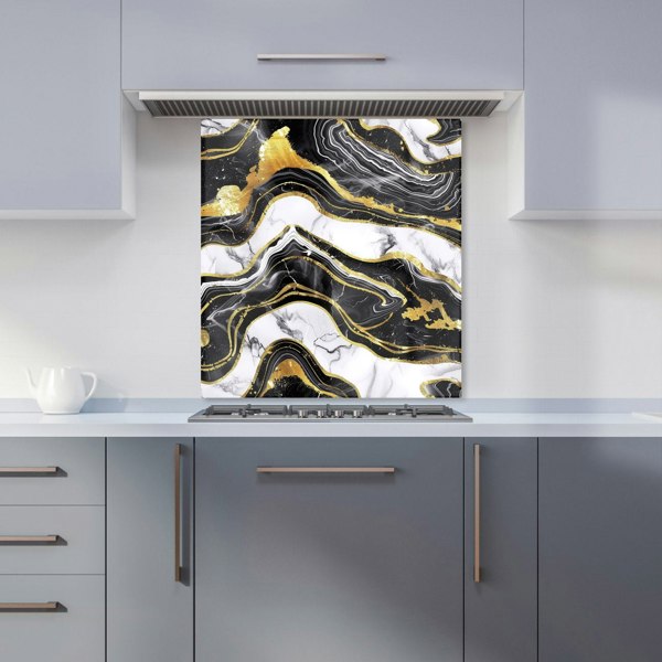 Warren Reed - Designer Black And Gold Marble Effect Kitchen Splashback