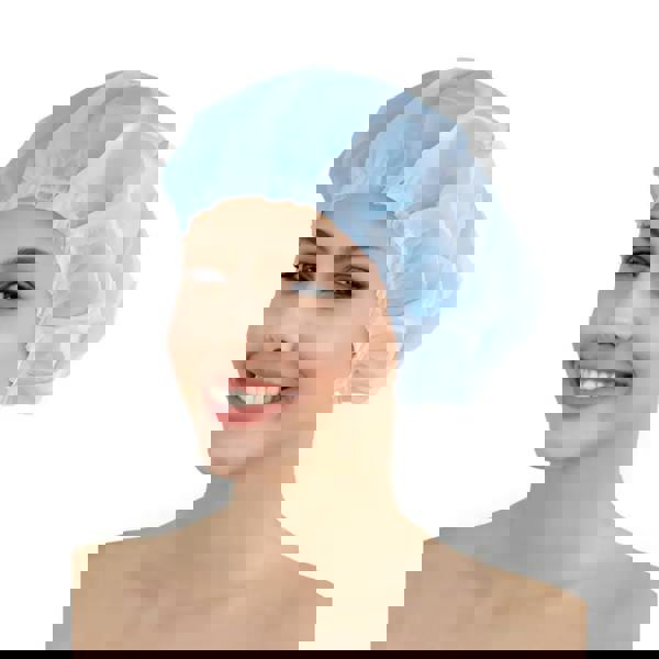 Fashy Classic Shower Cap: light blue non-woven pack of 10