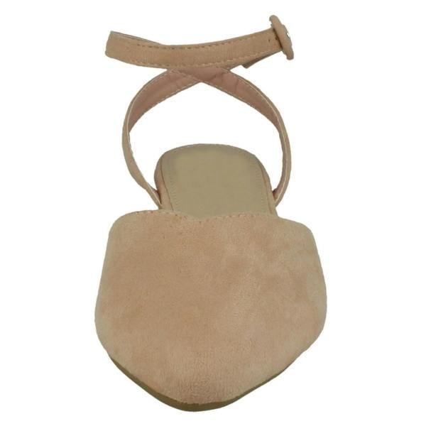 Spot On Ladies Spot On Flat Pointed Toe Ankle Strap Shoes F80538