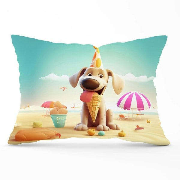 Warren Reed Dog On A Beach Holiday Cushions