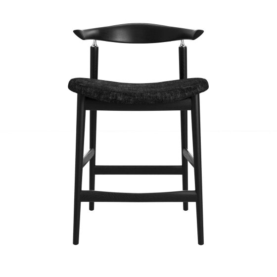 Wyld Haus Loughrea Upholstered Black Velvet Tweed Bar Stool