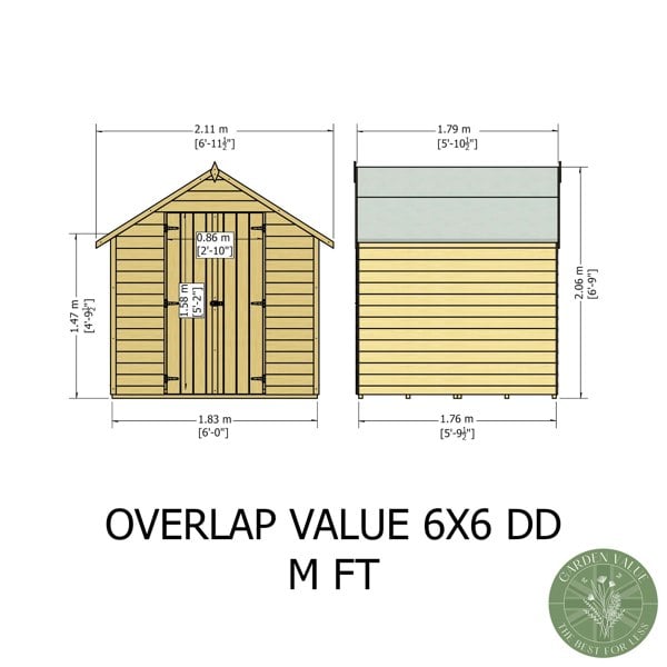 Shire Overlap Double Door 6x6 Storage Shed