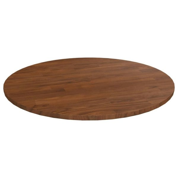 Berkfield Round Table Top Dark Brown �_�”�_60x1.5 cm Treated Solid Wood Oak