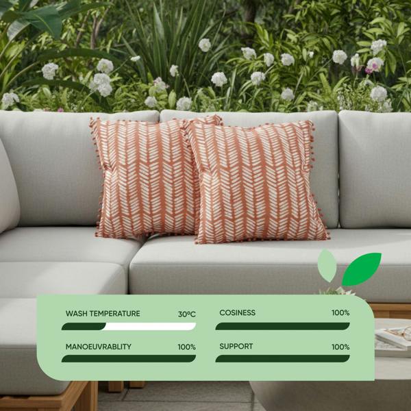 Gardenwize Pair of Outdoor Scatter Cushions – Terracotta Fern Design
