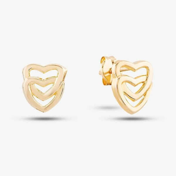 T. H. Baker 9ct Yellow Gold Entwined Heart Stud Earrings 1.55.7529