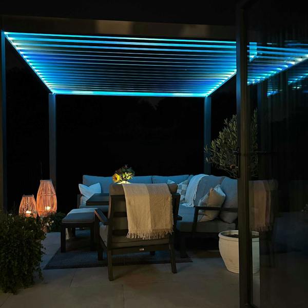 Ocean Designs Tivoli E-LED 3m x 3m Grey Frame Free Standing Pergola