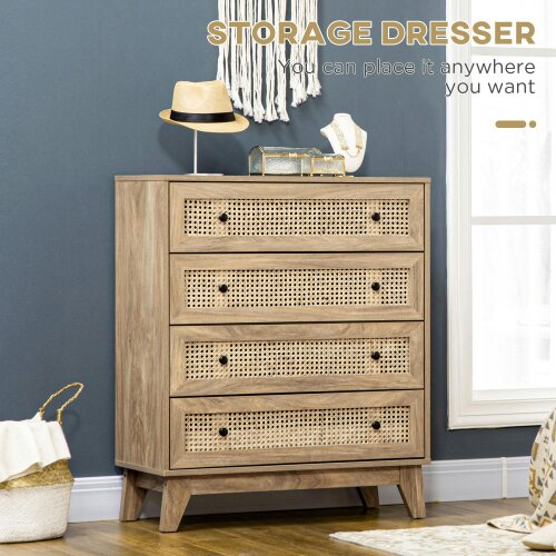 Wyld Haus Mohetak Wood and Rattan 4 Drawer Storage Chest