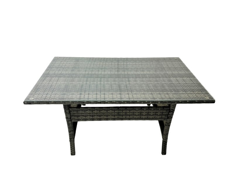 Fimous 9 Seat Rattan High Back Corner Sofa Set Patio Dining Table Set with 2 Big Stools Chair Dark Grey Mixed