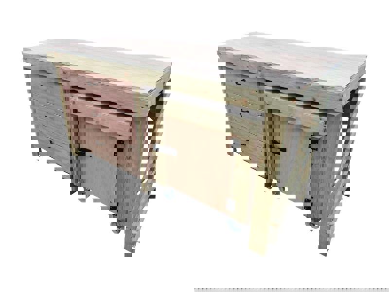 Arbor Garden Solutions Wooden Eucalyptus hardwood top workbench with drawers and functional lockable cupboard (V.6)