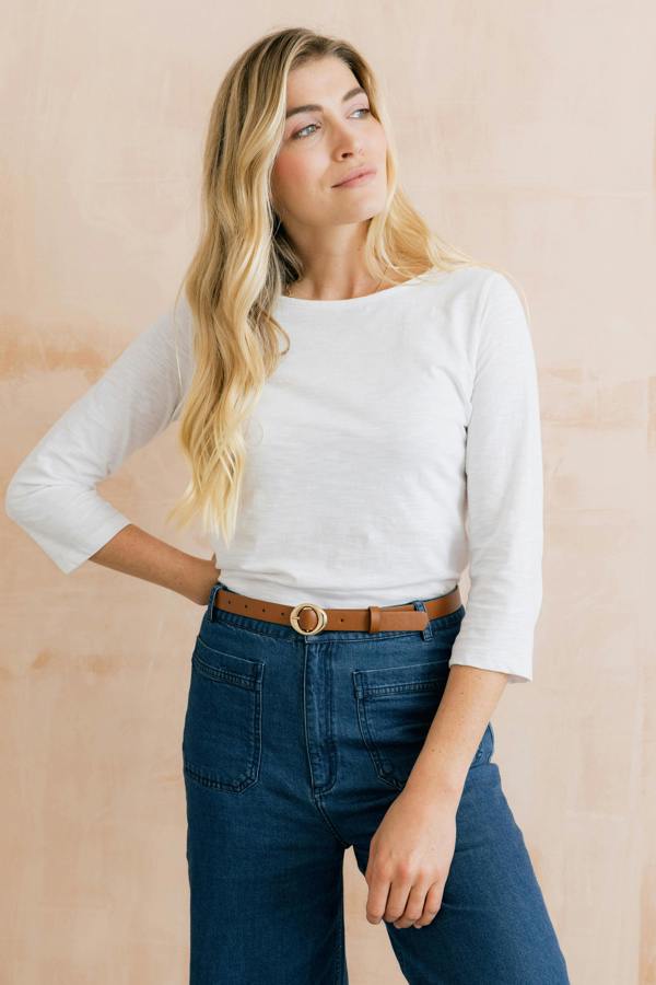 Lily & Me Monica Organic Cotton Jersey Top White