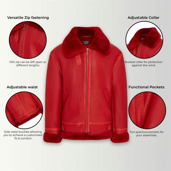 Infinity Leather Mens B3 Bomber RAF Aviator Sheepskin Jacket -Wyndham