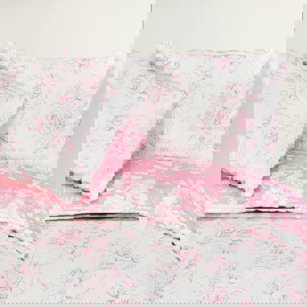 Smart Living Luxury Super Soft Reversible Floral Toile Duvet Cover with Pillowcase