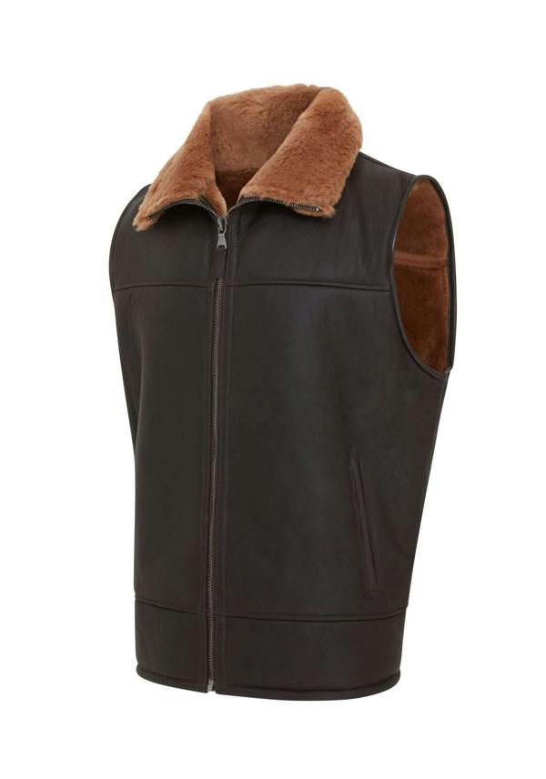 Infinity Leather Mens Aviator Shearling Bomber Gilet - Ambler