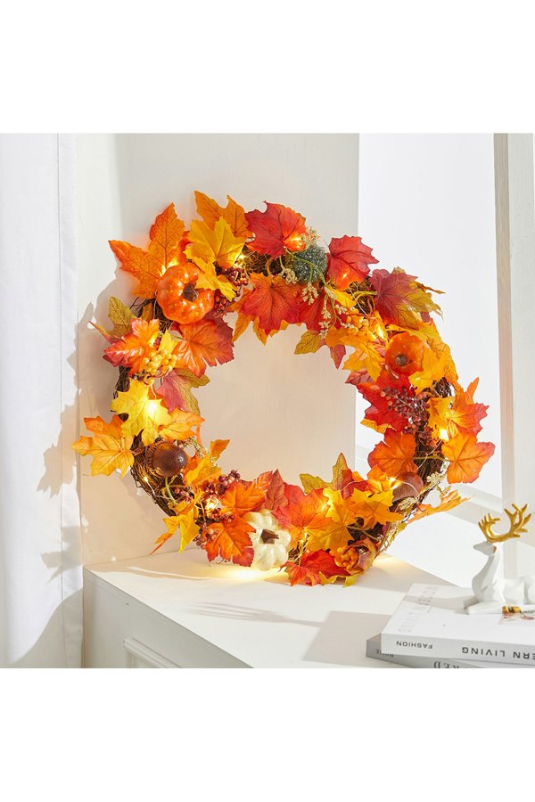 Living and Home Fall Wreath for Front Door Halloween Thanksgiving Decoration