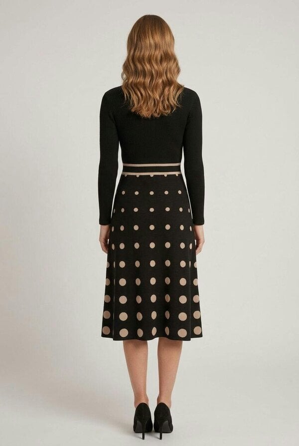 Izabel London Spotty Print High Neck Midi Jumper Dress