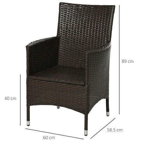 Wyld Haus Dodone Metal And Rattan Brown Set Of 2 Outdoor Dining Armchairs With Cushions